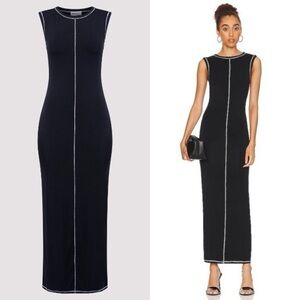 The Line by K Inez Black Contrast Stitch Maxi Dress XS